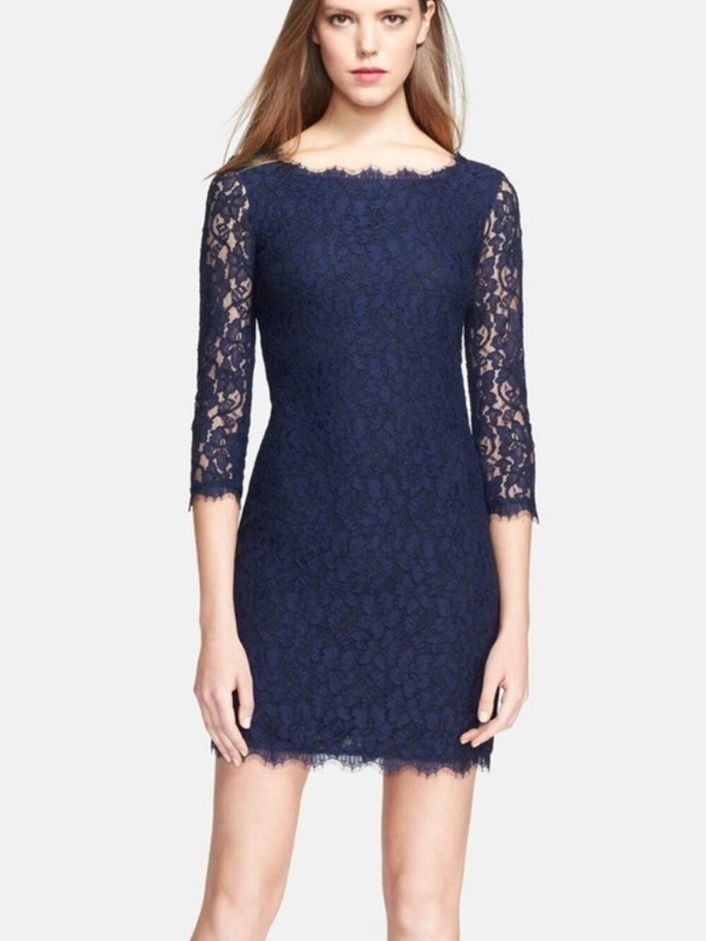 NWOT Diane von Furstenberg DVF Zarita Midnight Navy Lace Sheath Dress 4